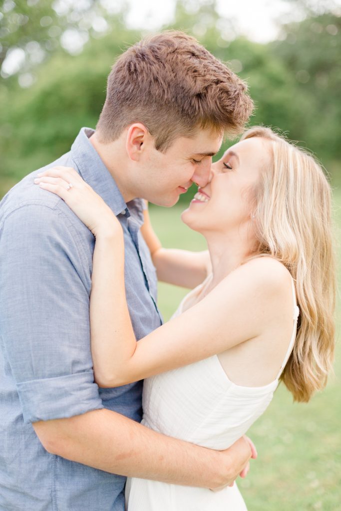 smiley kiss at engagement session in ottawa