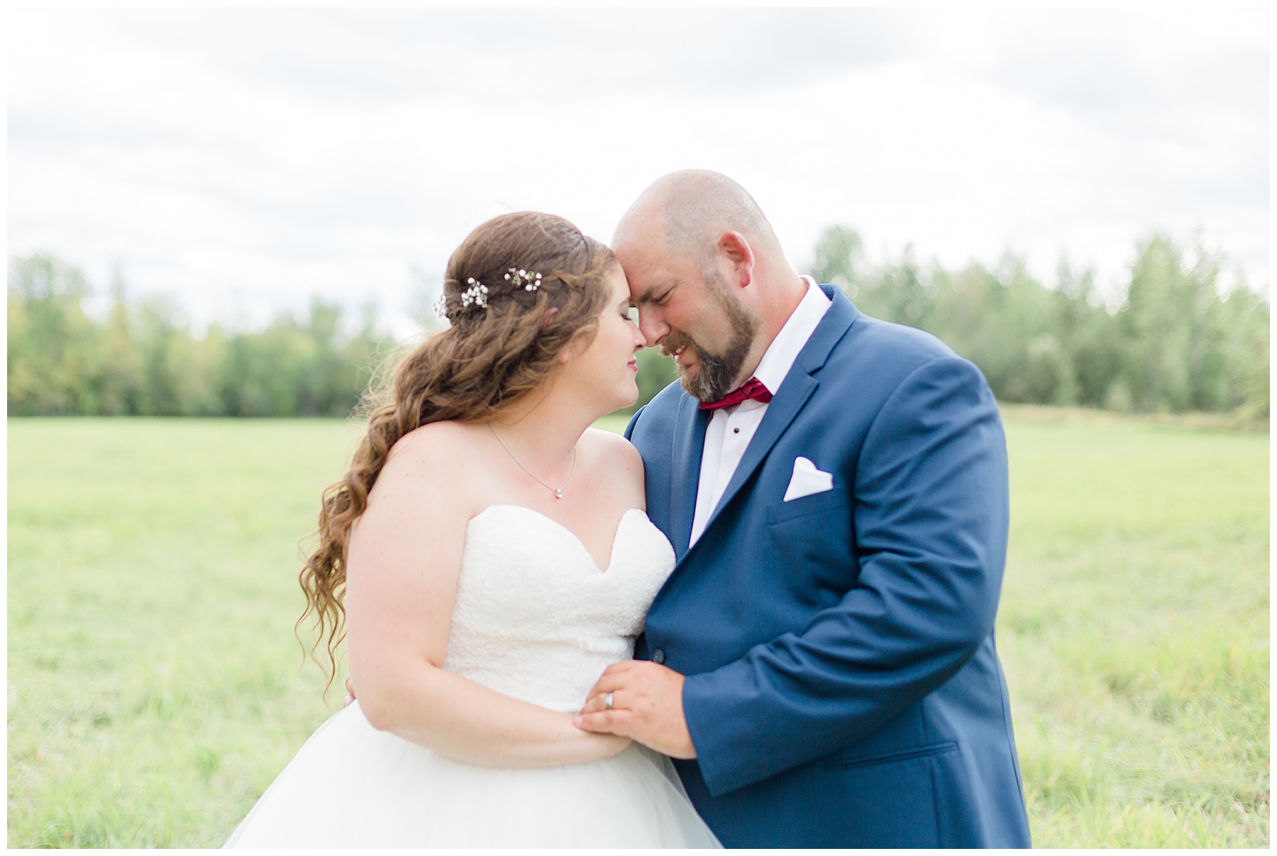 bride and groom forehead to forehead at carleton place wedding