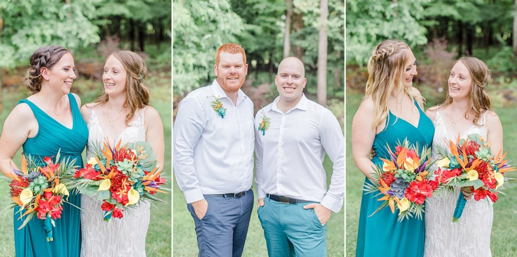 groom and best man photographed by second shooter while bride with her bridesmaids are photographed by main photographer