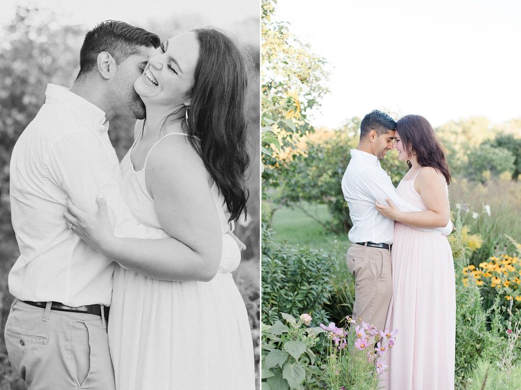 he is giving his fiance a ton of little kisses during engagement