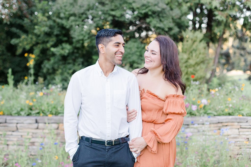 couple laughing together during photoshoot