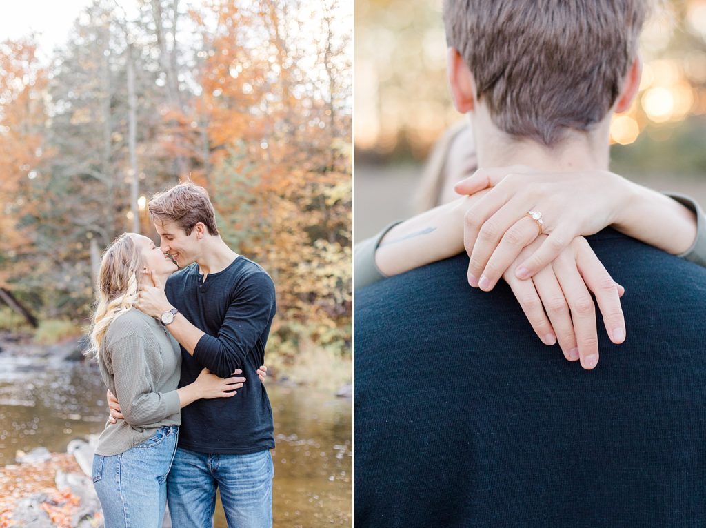 engagement photos with the fall infused background