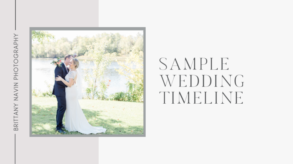 A sample wedding timeline for someone opting to do a first look and the sunsetting around 7pm
