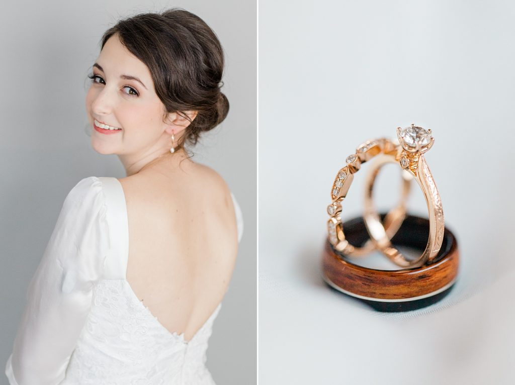 Bridal portrait paired with rings from Farrah Fine Jewellers