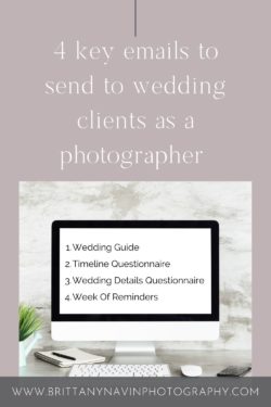 4 key emails that a wedding photographer should send their wedding clients before their wedding day