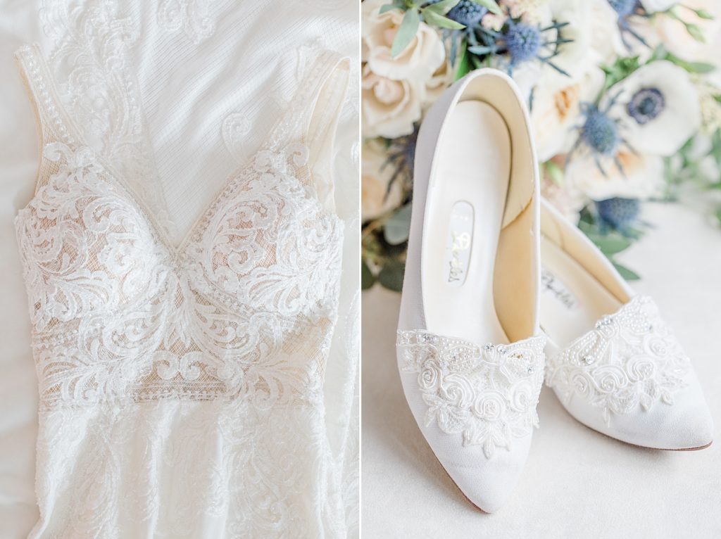 sinders bridal house wedding dress paired witha. photo of bridal shoes at Brookstreet Hotel Wedding in Ottawa with Brittany Navin Photography