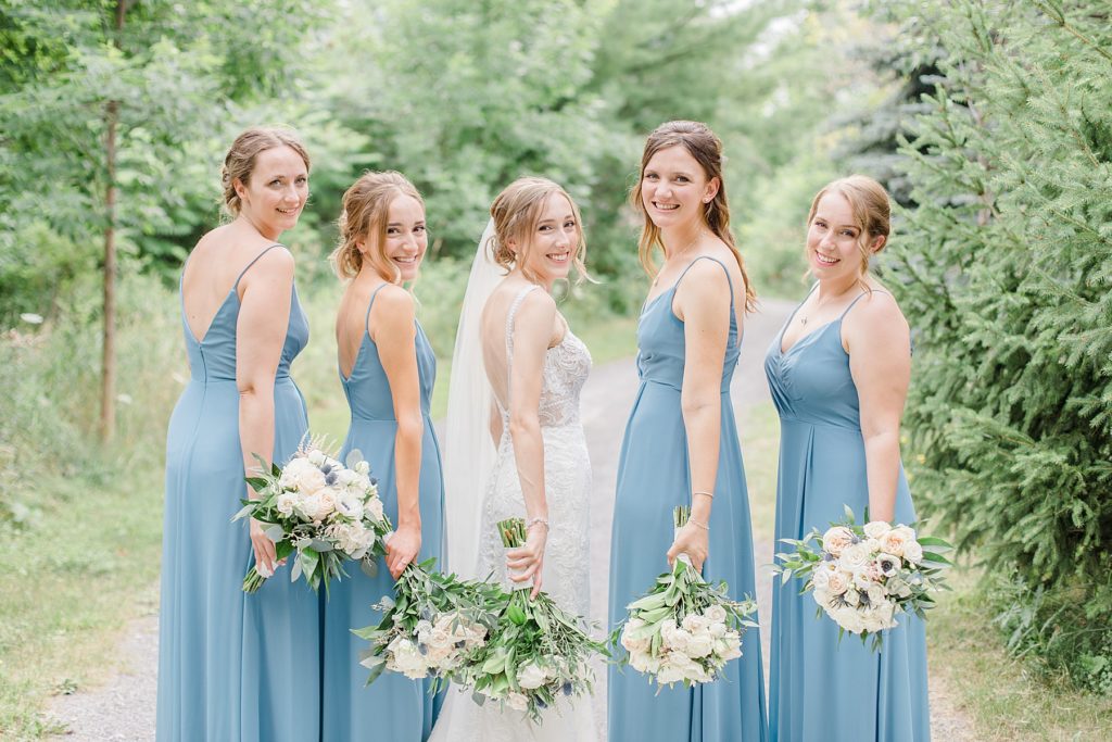 dusty blue bridesmaids dresses at Ottawa wedding