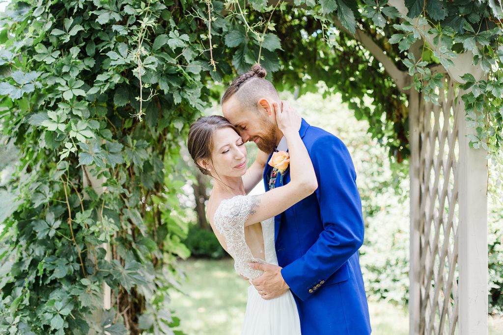 bride and groom portrait At The Schoolhouse wedding in munster ontario photographed by Brittany Navin Photography