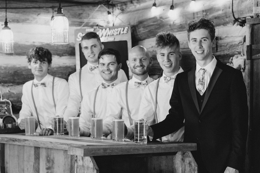 groom and groomsmen at Temple's Sugar Bush Wedding Photographed by Brittany Navin