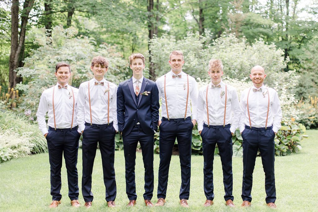 groomsmen portrait at Temple's Sugar Bush Wedding Photographed by Brittany Navin