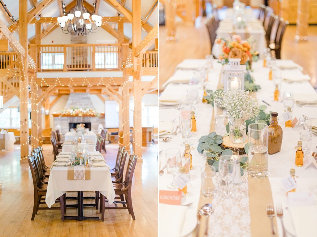 reception setup at Temple's Sugar Bush Wedding Photographed by Brittany Navin