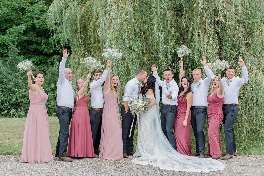 full wedding party at Adelina Barn Wedding Photographed By Brittany Navin Photography