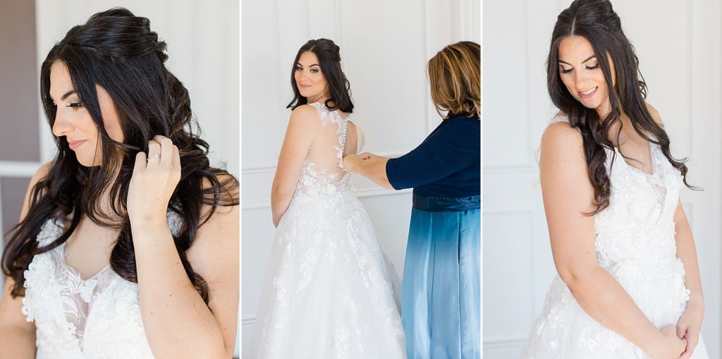 bride getting ready at Grand Hotel in Carleton Place Photographed by Brittany Navin Photography