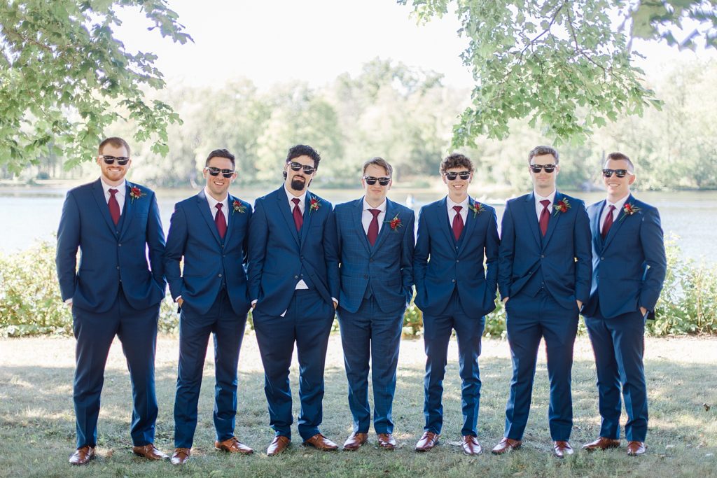 navy suits at Riverside Park Wedding in Carleton Place photographed by Brittany Navin Photography