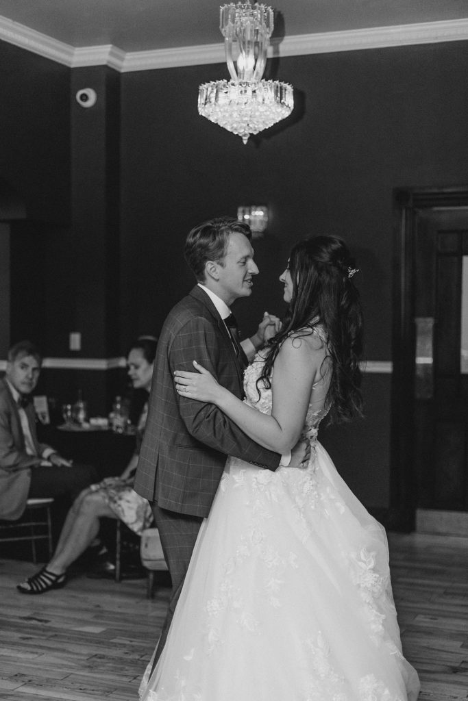 bride and groom first dance at Riverside Park Wedding in Carleton Place photographed by Brittany Navin Photography
