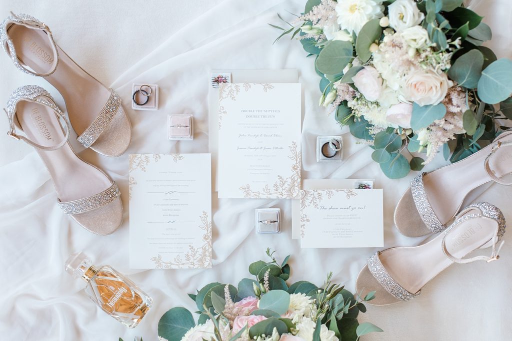 bridal details at bean town ranch double wedding photographed by Brittany Navin Photography