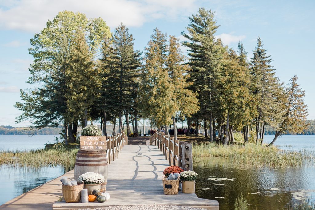island ceremony at Calabogie Peaks wedding photographed by Brittany Navin Photography