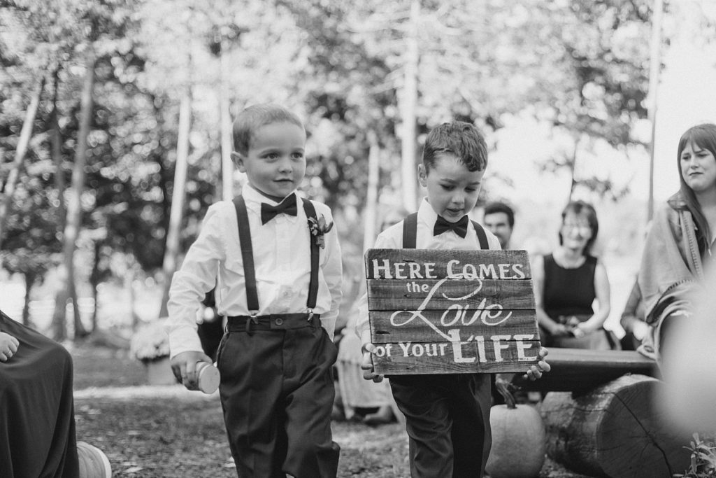 ring bearers at Calabogie Peaks wedding photographed by Brittany Navin Photography