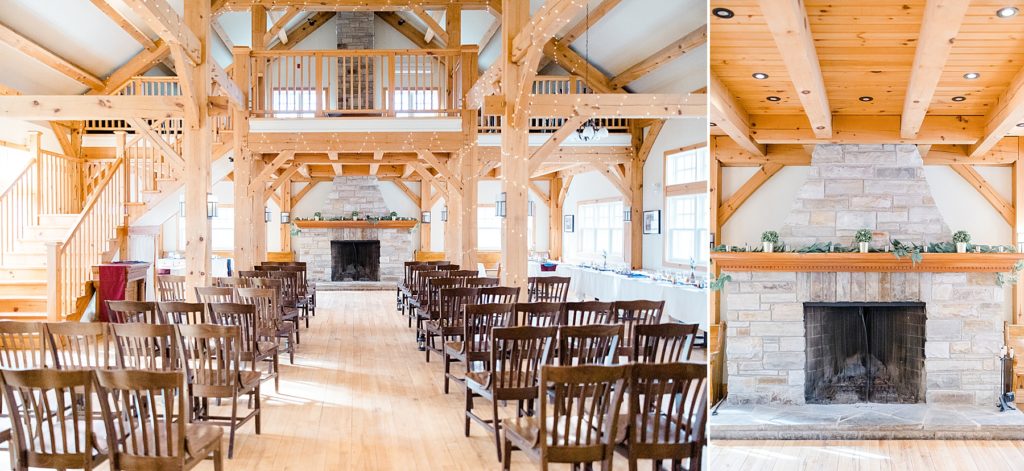 indoor ceremony set up at temples sugar bush wedding photographed by Brittany Navin Photography