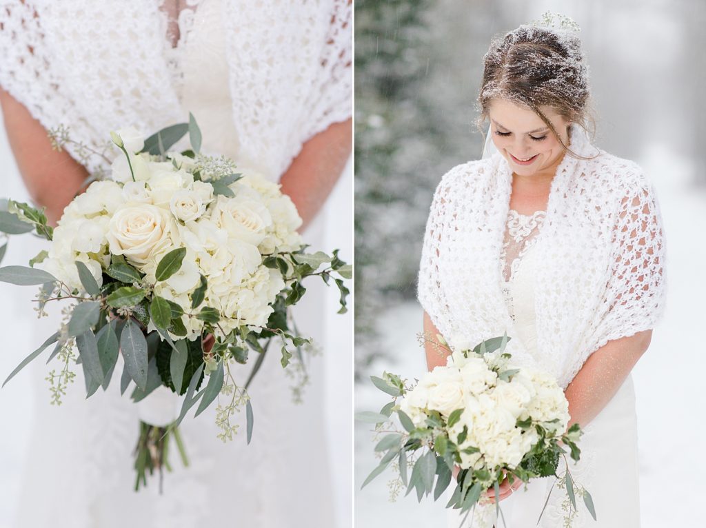 bridal portrait for temples country winter wedding photographed by Brittany Navin Photography