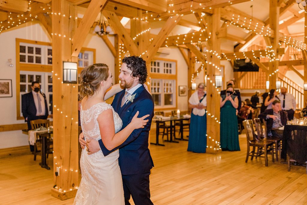 bride and groom first dance at temples country winter wedding photographed by Brittany Navin Photography