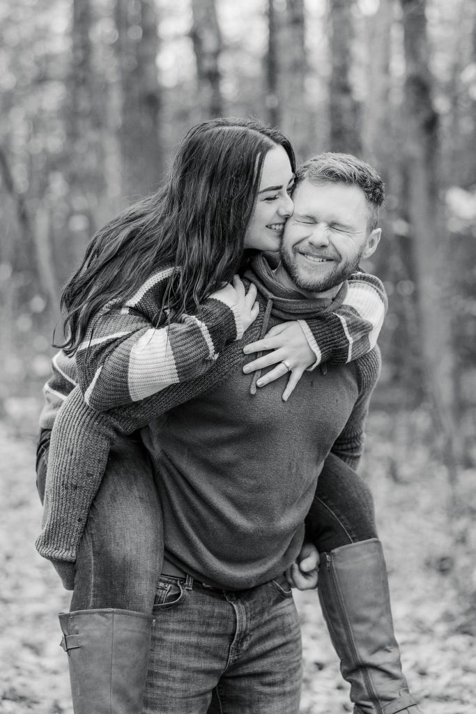 autumn engagement session at the mill of kintail in mississippi mills photographed by Brittany Navin Photography
