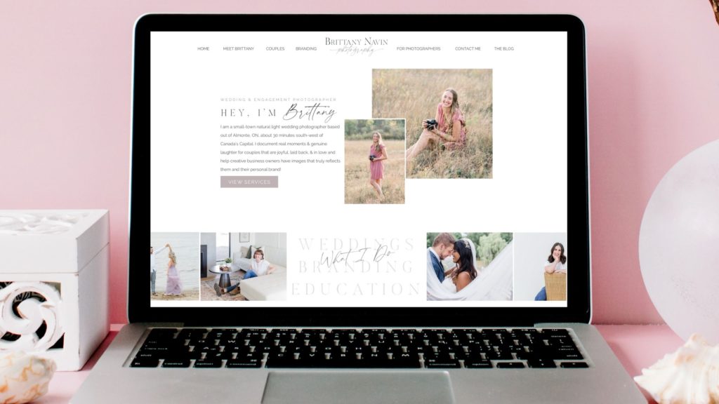 A screenshot of Brittany Navin Photography's website home page as an example of what all Photographers NEED on Their Website
