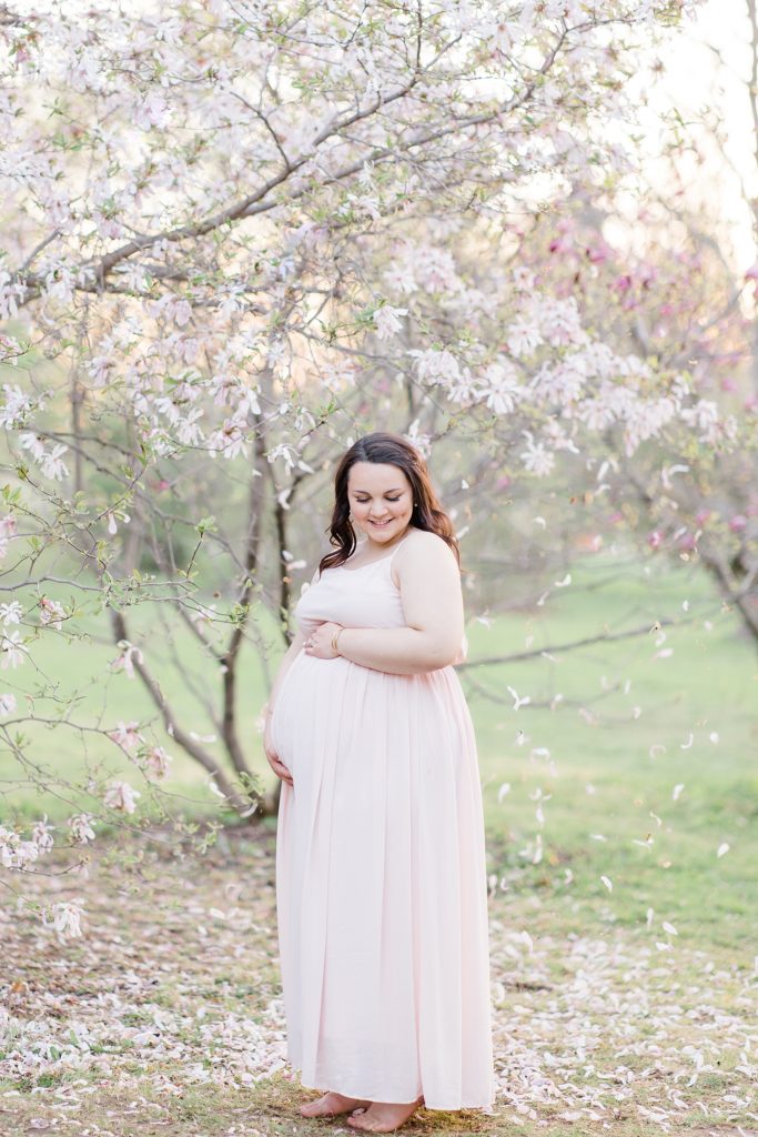 Ottawa cherry blossom maternity session at the dominion arboretum photographed by ottawa wedding photographer, brittany navin photography