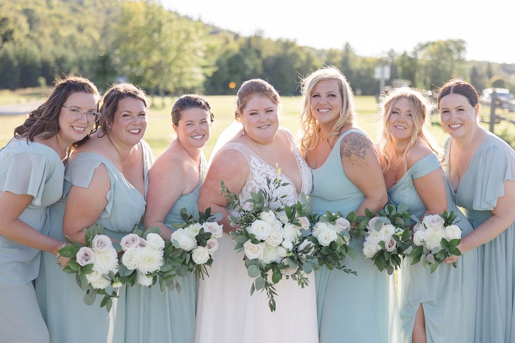 bridesmaids portraits from calabogie peaks summer wedding photographed by Brittany Navin Photography