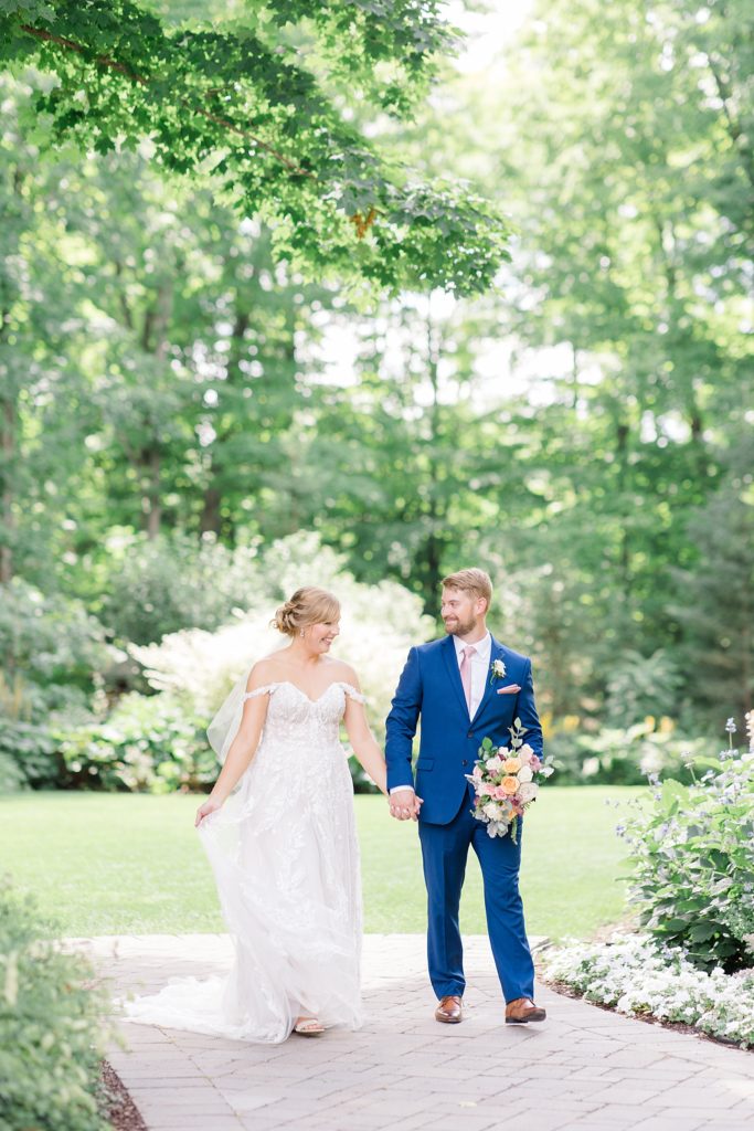 Bride and Groom Portraits in garden of Temple's Country Wedding photographed by Brittany Navin Photography 