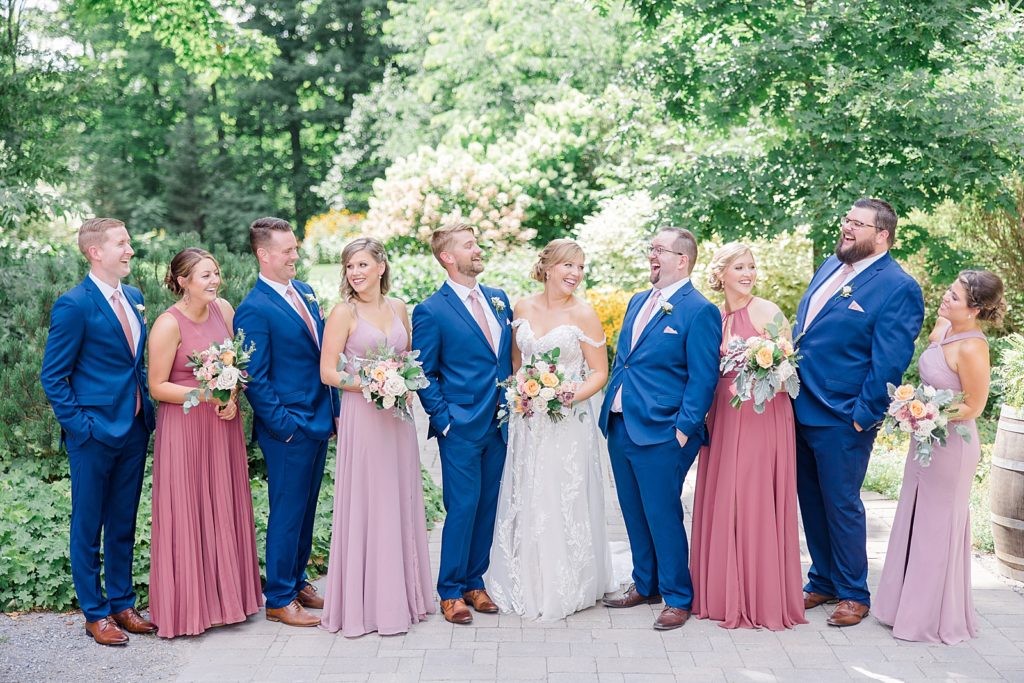 Wedding Party Portraits in garden of Temple's Country Wedding photographed by Brittany Navin Photography 