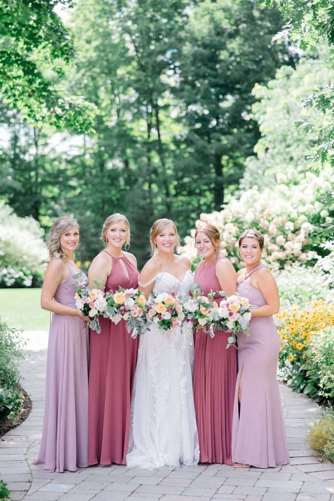 Bridal Party Portraits in garden of Temple's Country Wedding photographed by Brittany Navin Photography 