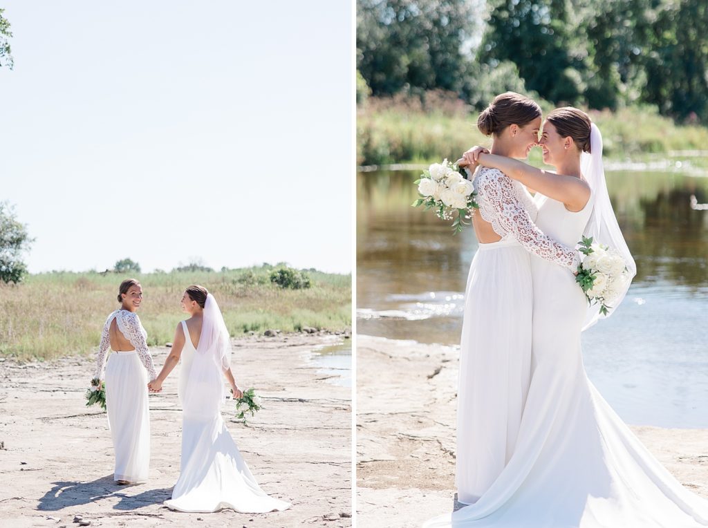 bride and bride portraits at Bleeks and Bergamot wedding in Ashton Ontario photographed by Brittany Navin Photography