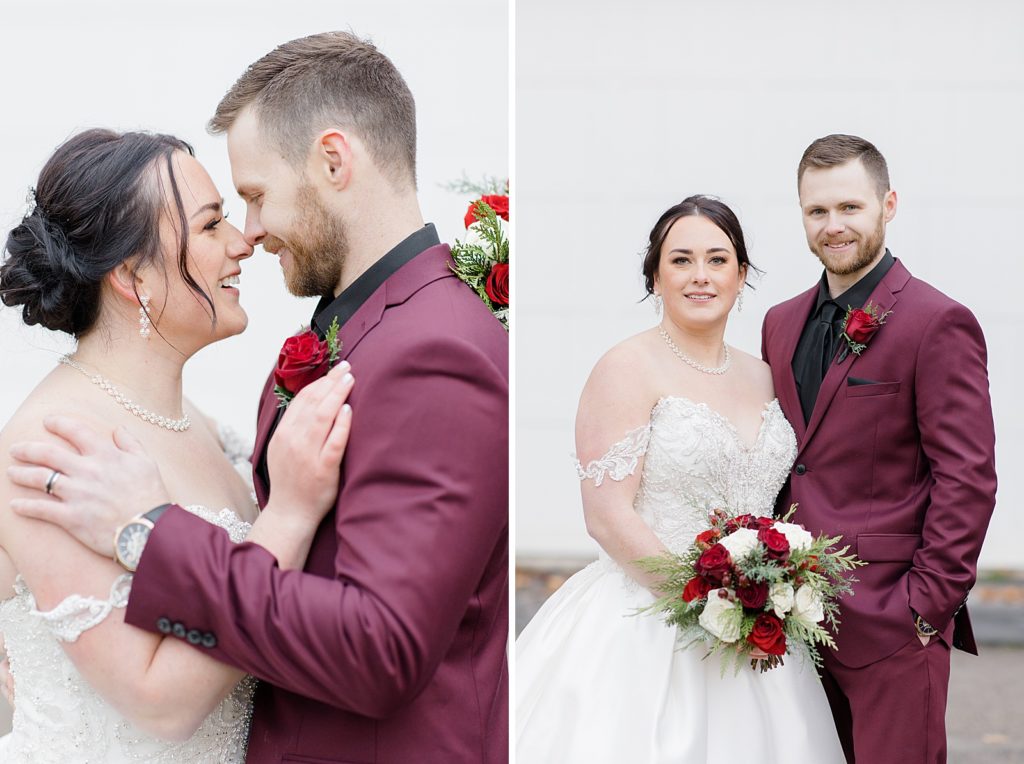 bride and grooms portraits at Temples Sugar Bush Wedding in Lanark Ontario photographed by Ottawa wedding photographer, Brittany Navin Photography