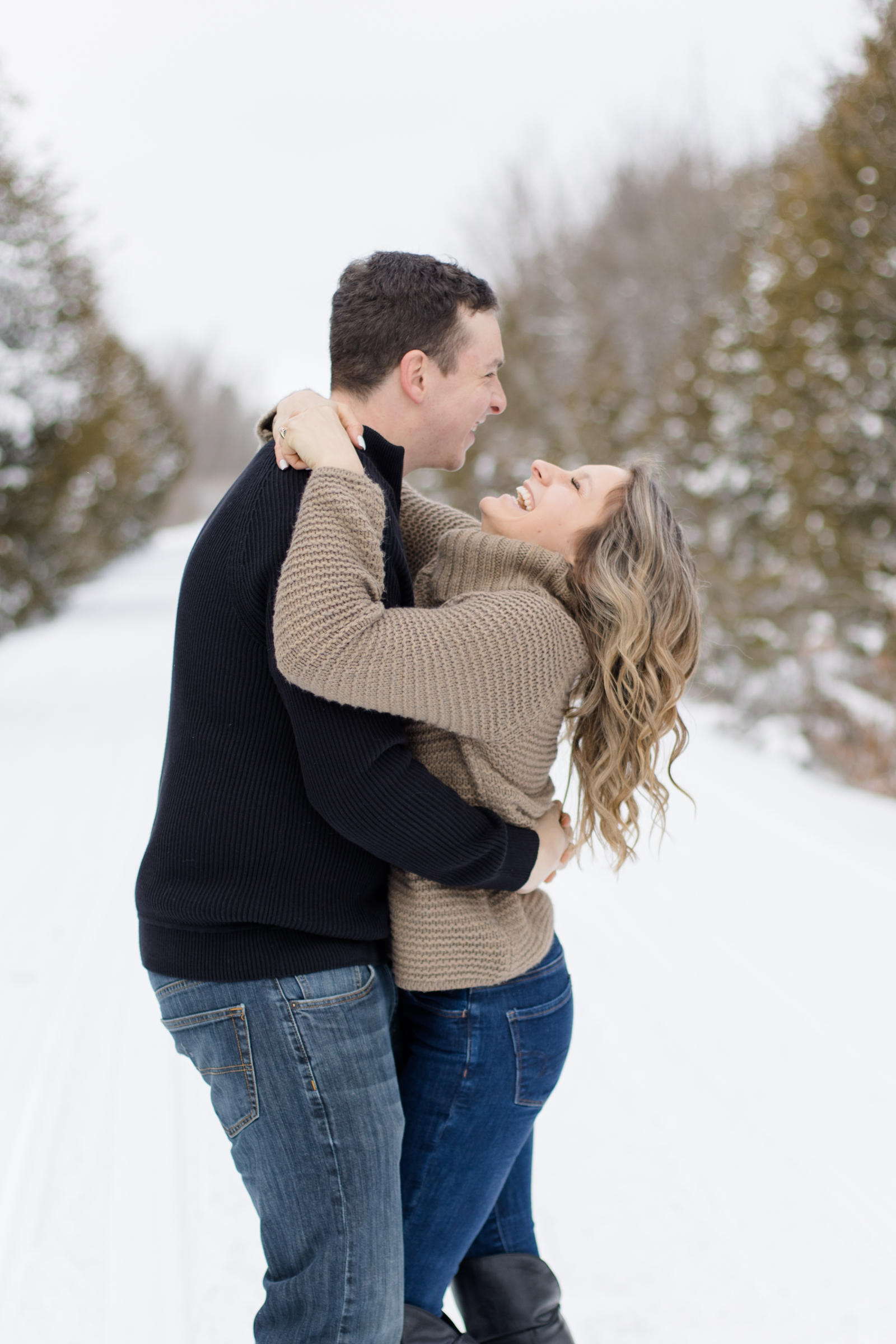 A snowy winter engagement session in carleton place ontario. Photographed by Ottawa Engagement Photographer, Brittany Navin Photography