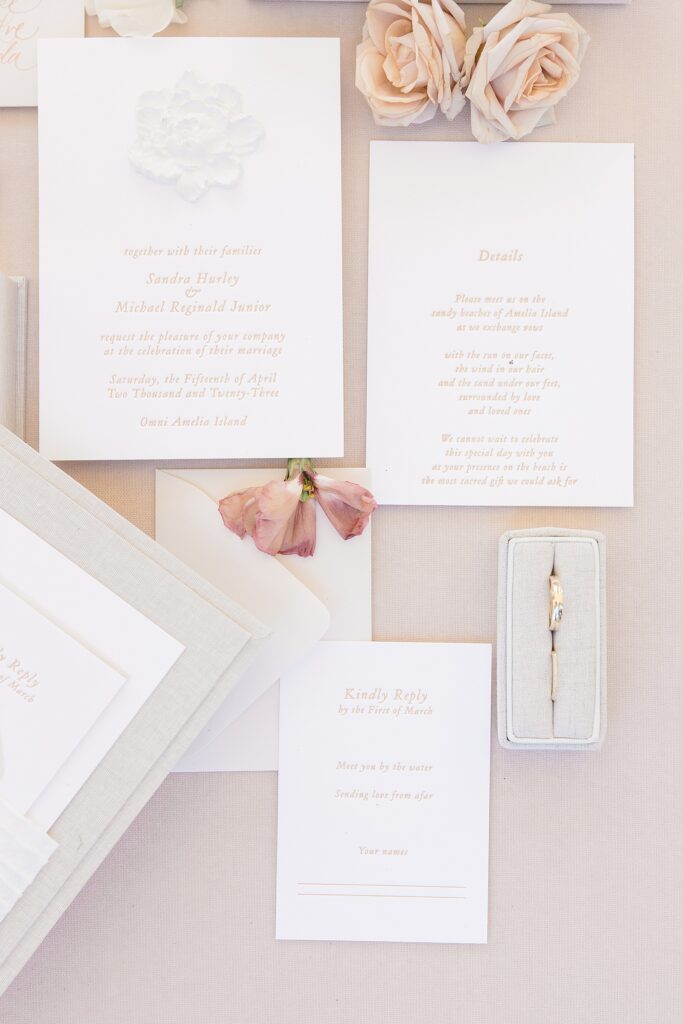 Detail image of wedding invitation suite by Inquisited photographed by Brittany Navin Photography