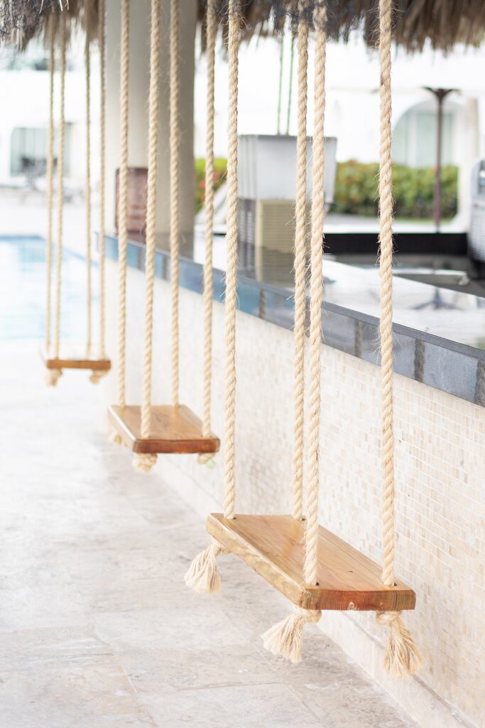 Tiki swings at Dreams Dominicus La Romana Resort in Punta Cana, Dominican Republic photographed by Brittany Navin Photography