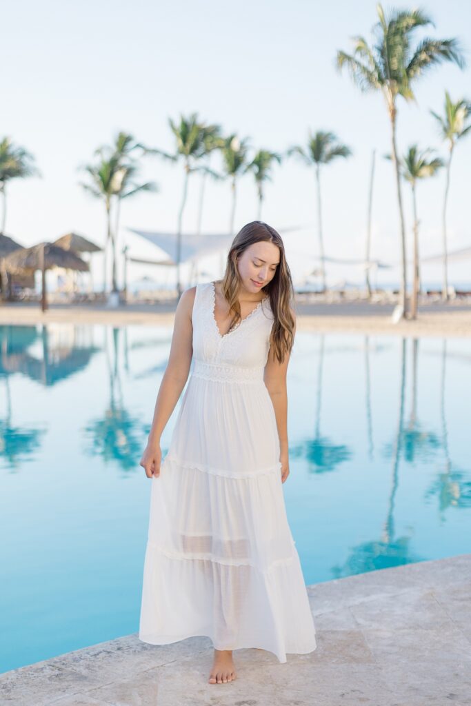 portrait by the pool at Dreams Dominicus La Romana in Punta Cana, Dominican Republic photographed by Brittany Navin Photography