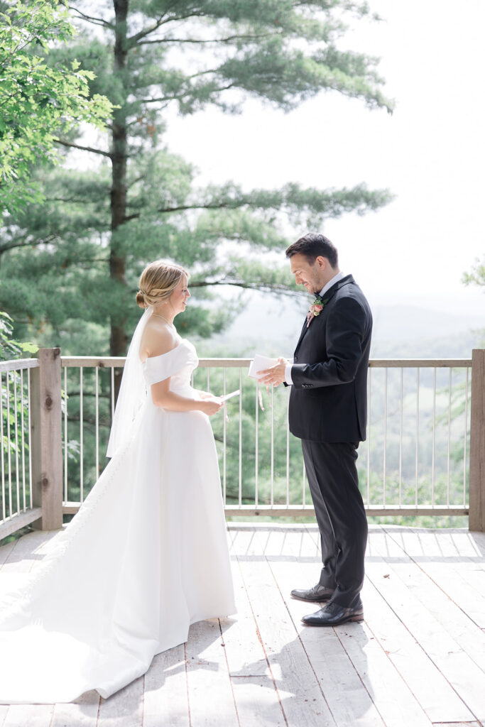 bride and groom share private vows at Le Belvedere Wedding photographed by Brittany Navin Photography, an Ottawa based Destination wedding photographer