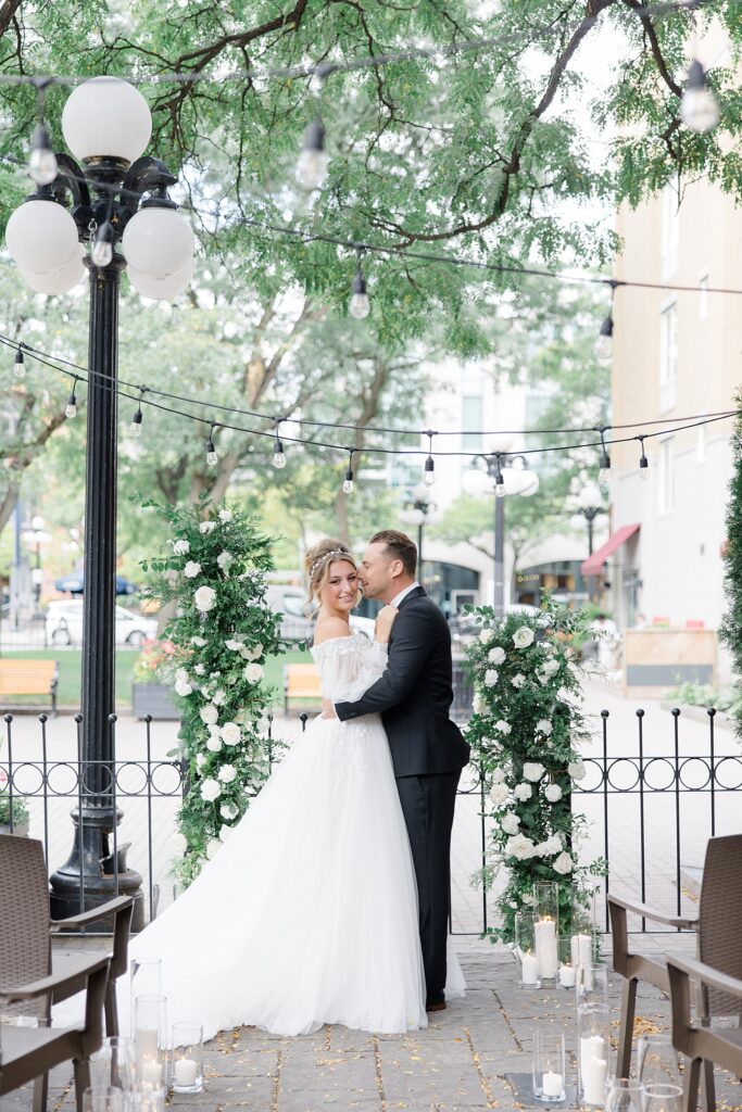 Outdoor luscious ceremony at Fairouz Cafe at Downtown Ottawa Wedding Editorial designed and planned by Golden Apple Events and Photographed by Brittany Navin Photography