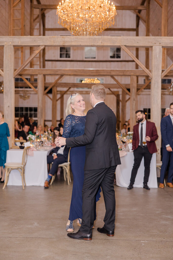 mother son dance at Stonefields Estate wedding photographed by Ottawa Wedding Photographer Brittany Navin Photography