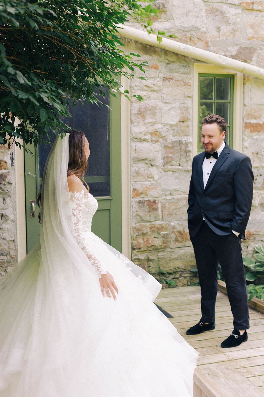 first look wedding photo